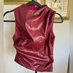 Asymetric Pleather Maroon Top